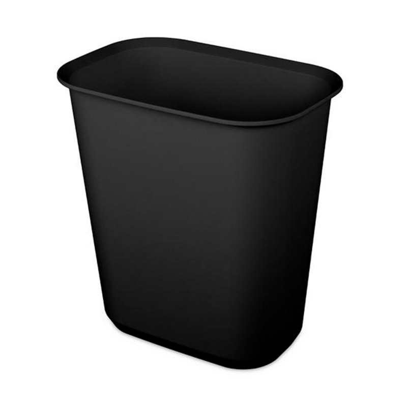 Sterilite Rectangular Wastebasket Open Top Trash Bin, 6 Pack, 5.5, Black