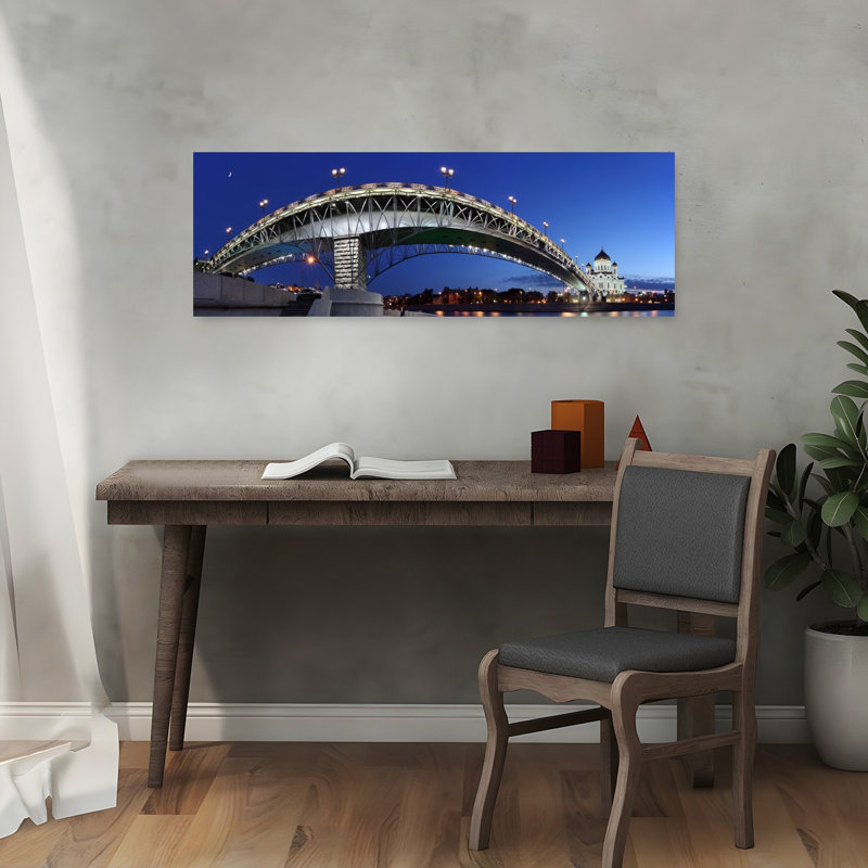 «Illuminated City Bridge», art abstrait de la ville sereine, architecture abstraite, H 12 po x l 36 po