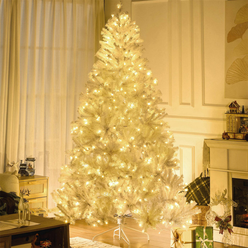 Arbre de Noël artificiel régulier (double) avec aiguilles blanches