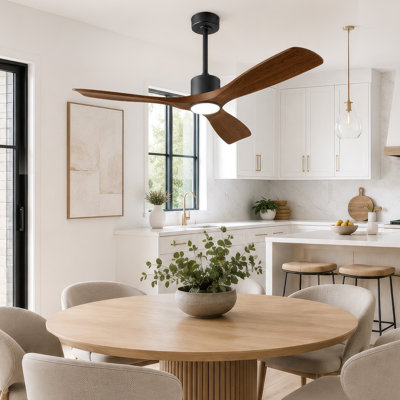 Ventilateur de plafond intelligent de 52 pouces avec éclairage à intensité variable 3 couleurs, moteur CC réversible à 6 vitesses, télécommande et ensemble d'éclairage