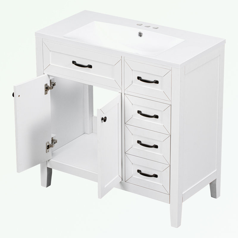 Rangement pour salle de bain Berdyne, Blanc, Noir