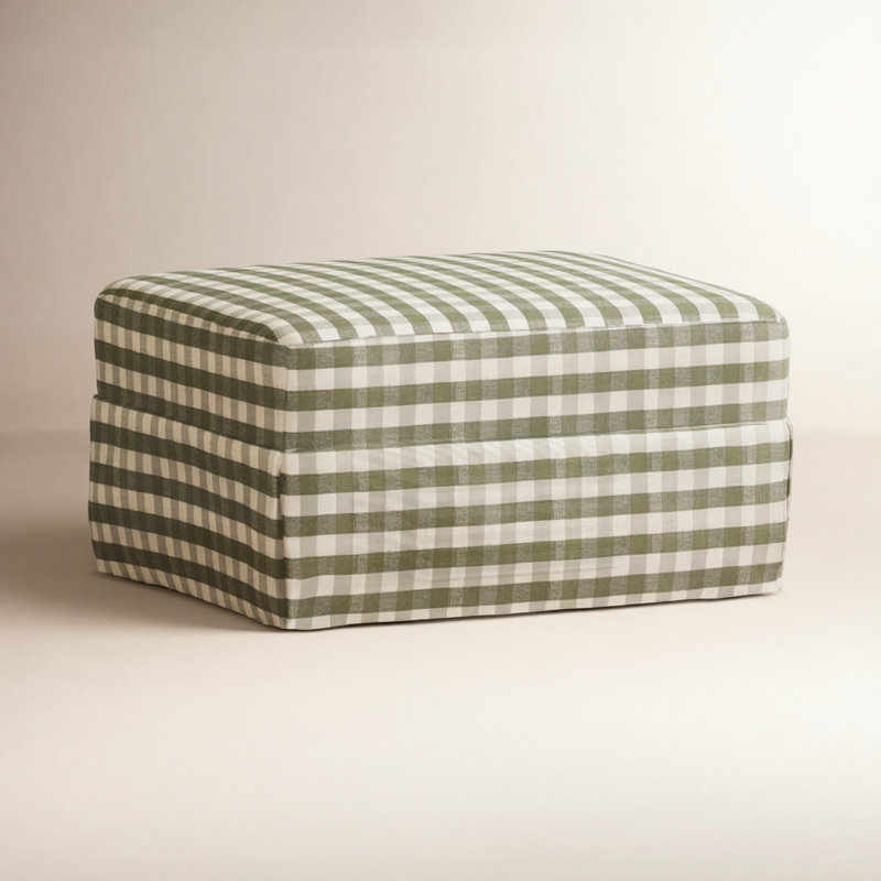 Crawford Ottoman, Green Gingham