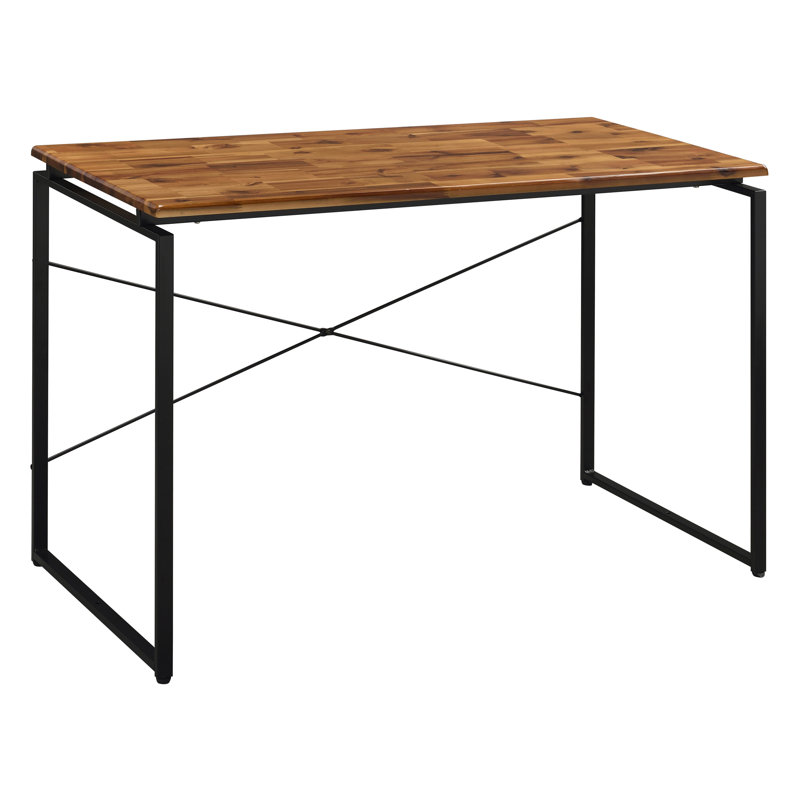 Bureau d'écriture avec base en métal, Brun / Noir