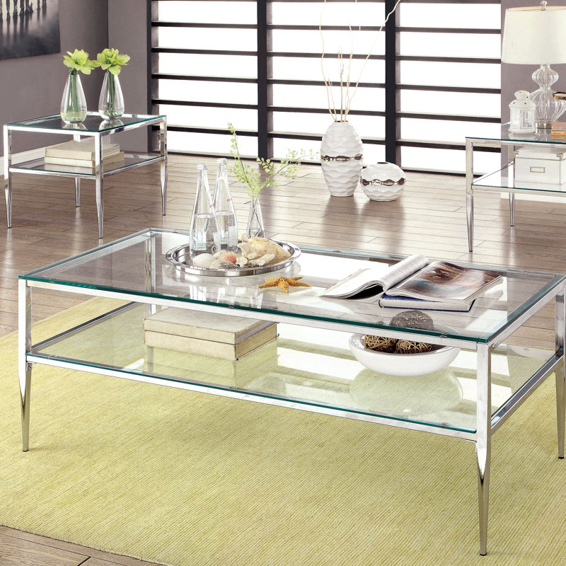 Taliyah 2 - Piece Glass Top Living Room Table Set, Chrome