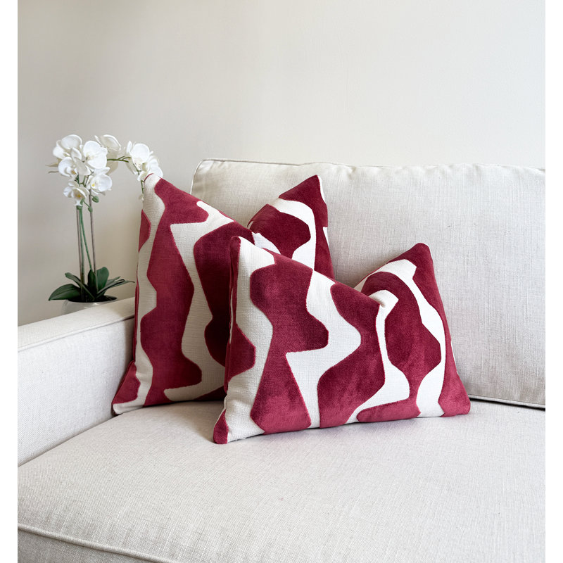 Housse de coussin en velours Abstract, Sangria, 22x22"