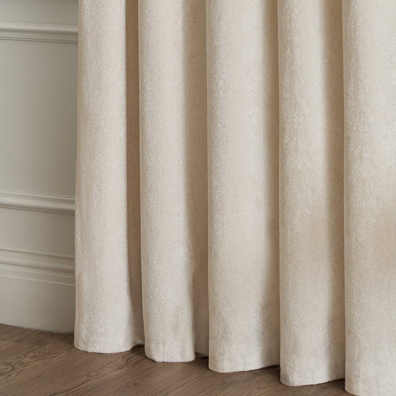 Lustre Velvet Room Darkening Curtain Panel Pair, Ivory, 117cm Width x 183cm Drop