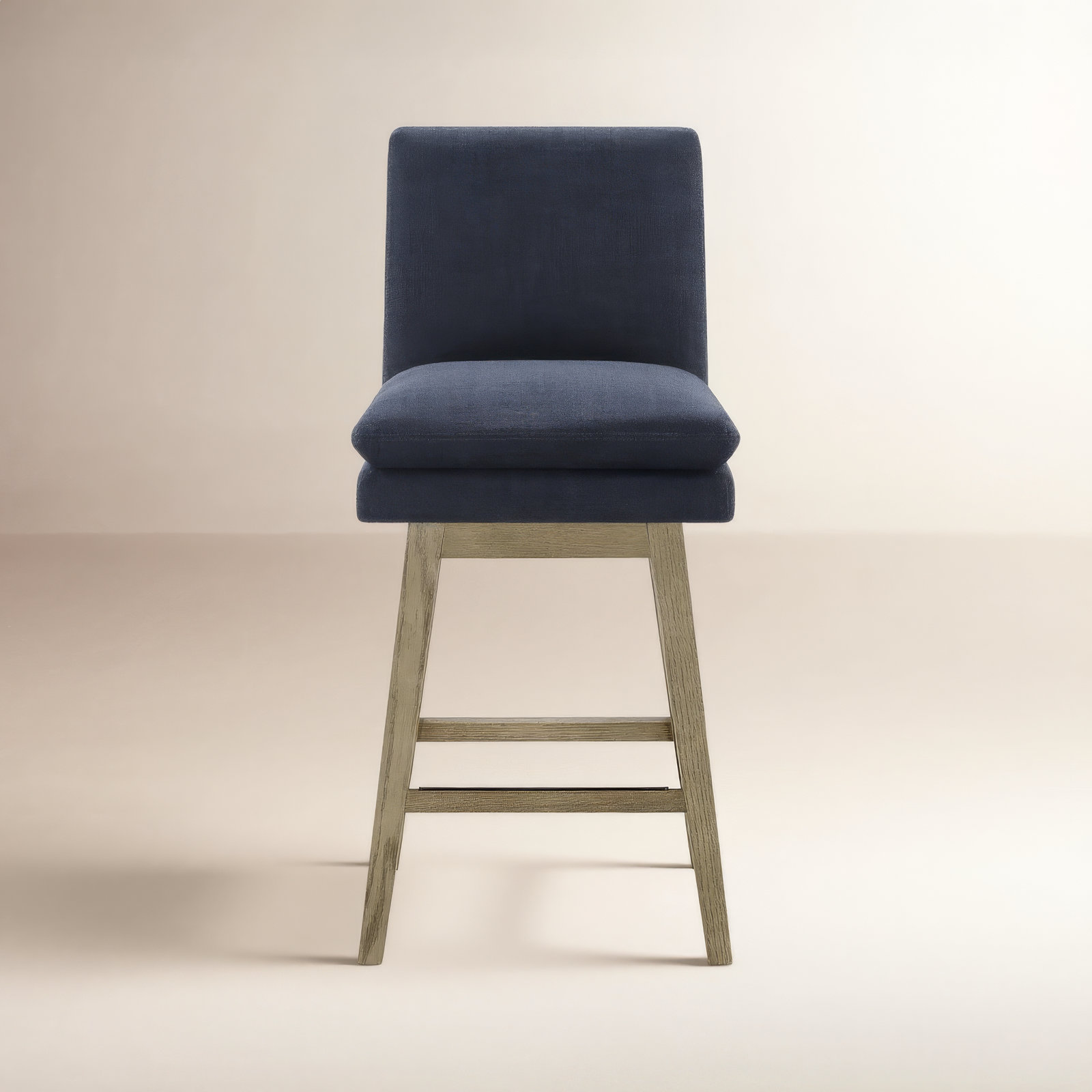 Bethea 27" Swivel Bar Stool, Effie Insignia Blue Performance Linen