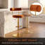 Tabourets de bar (ensemble de 2), revêtus de suède doux avec pieds en métal, pivotants, réglables en hauteur, style Mid-Century moderne, orange et or-36267193