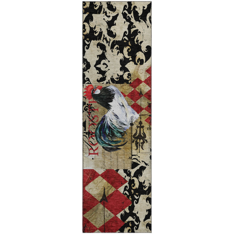 Premium Machine Washable Clemie AMF158 Midnight Rug, Runner 2'3" x 7'6"