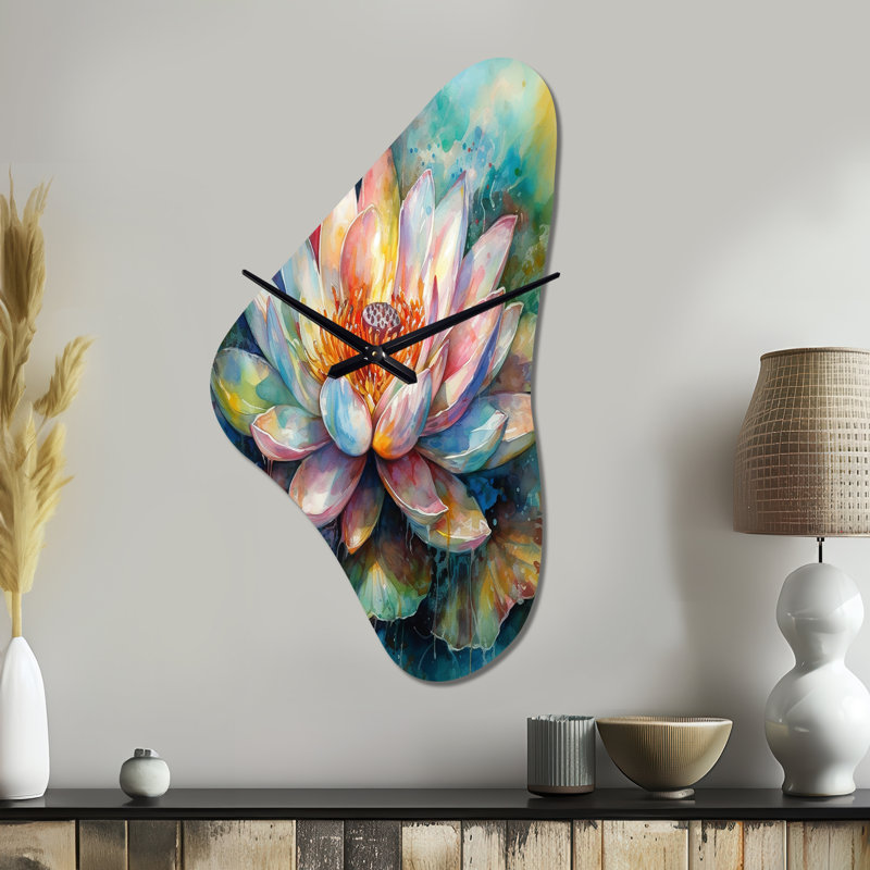 Horloge murale rose en forme de lotus rose, Moyenne