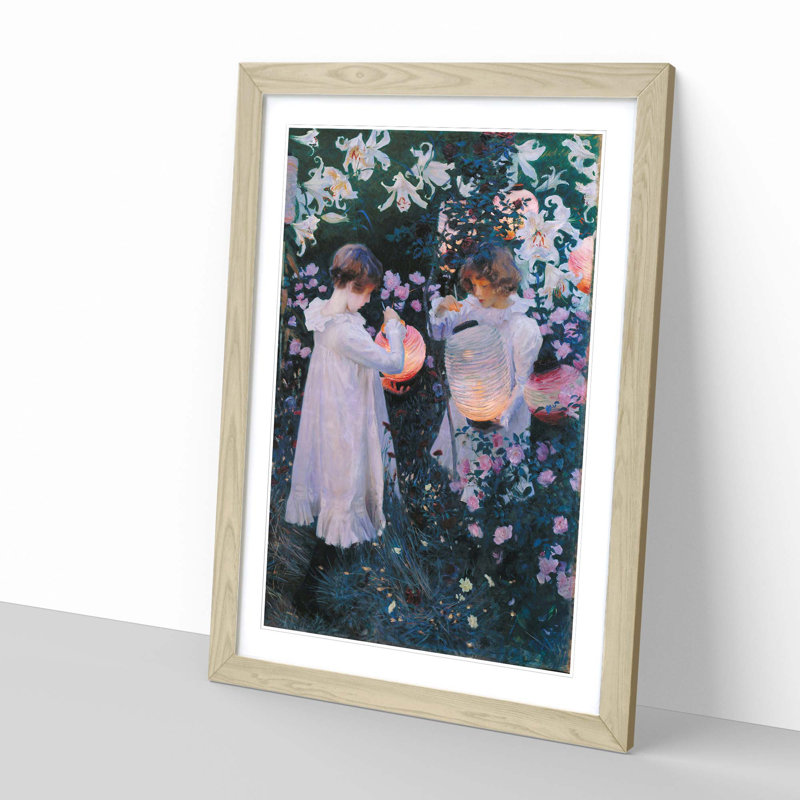Carnation, Lily, Lily, Rose by John Singer Sargent - Framed Print, Oak