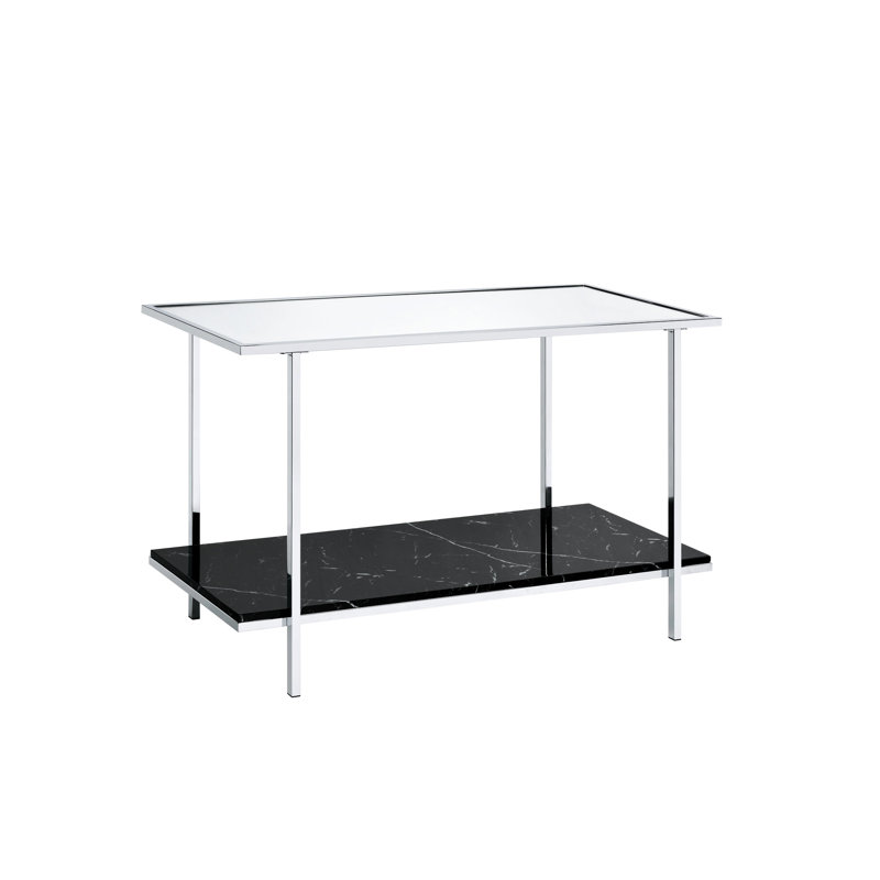 Console moderne avec détails en faux marbre - surface en miroir pour plateau à cadre poli