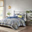 Ensemble de courtepointe réversible 6 pièces avec coussins Blue King / Cal King-125333432