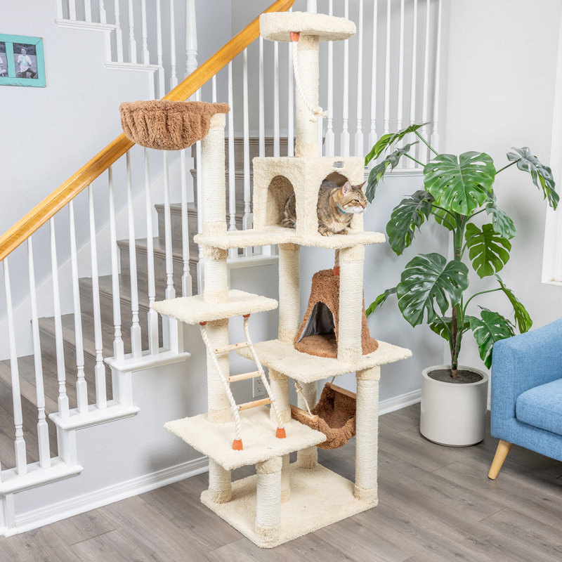 Arbre à chat en bois véritable de 78 po de qualité supérieure
