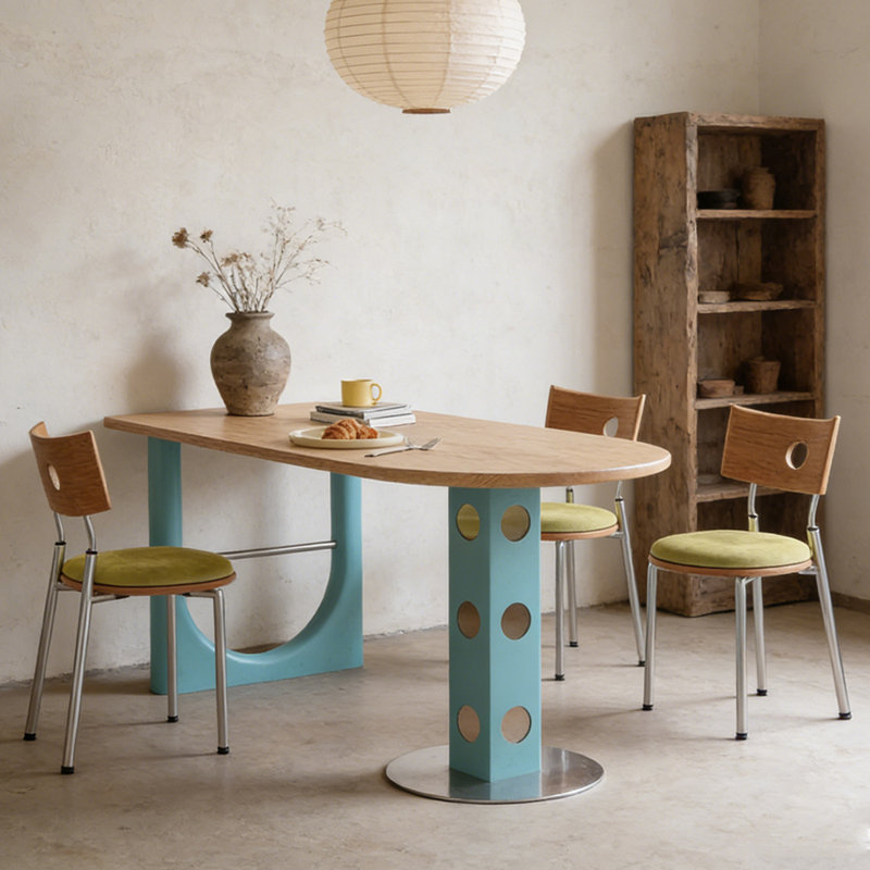 Novel irregular dining table with creative design, 29.52"H x 55.11"L x 27.55"W