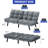 Adjustable Futon Sofa Bed with Cat-Scratch-Proof Fabric and Convertible Design-1138363695