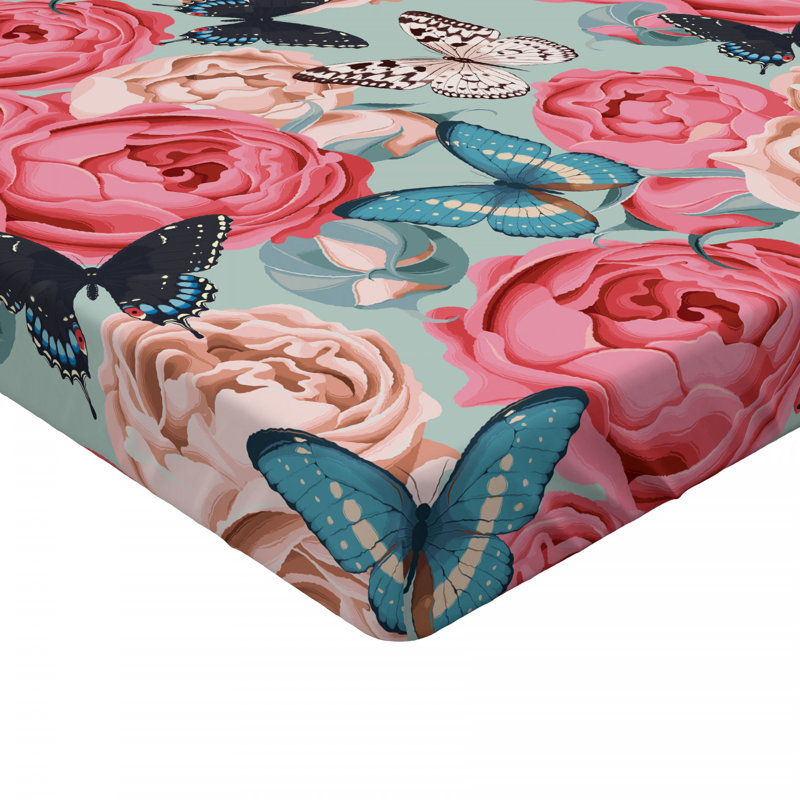 Microfiber Floral Fitted Sheet, Full Fitted Sheet