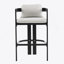 Tabouret de bar d'extérieur en aluminium, chaise de bar, structure noire avec coussin gris, ensemble de 2-2046711314