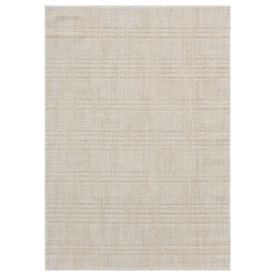 Nomad Collection White/Beige Plaid Patterned Area Rug, 5' x 7'