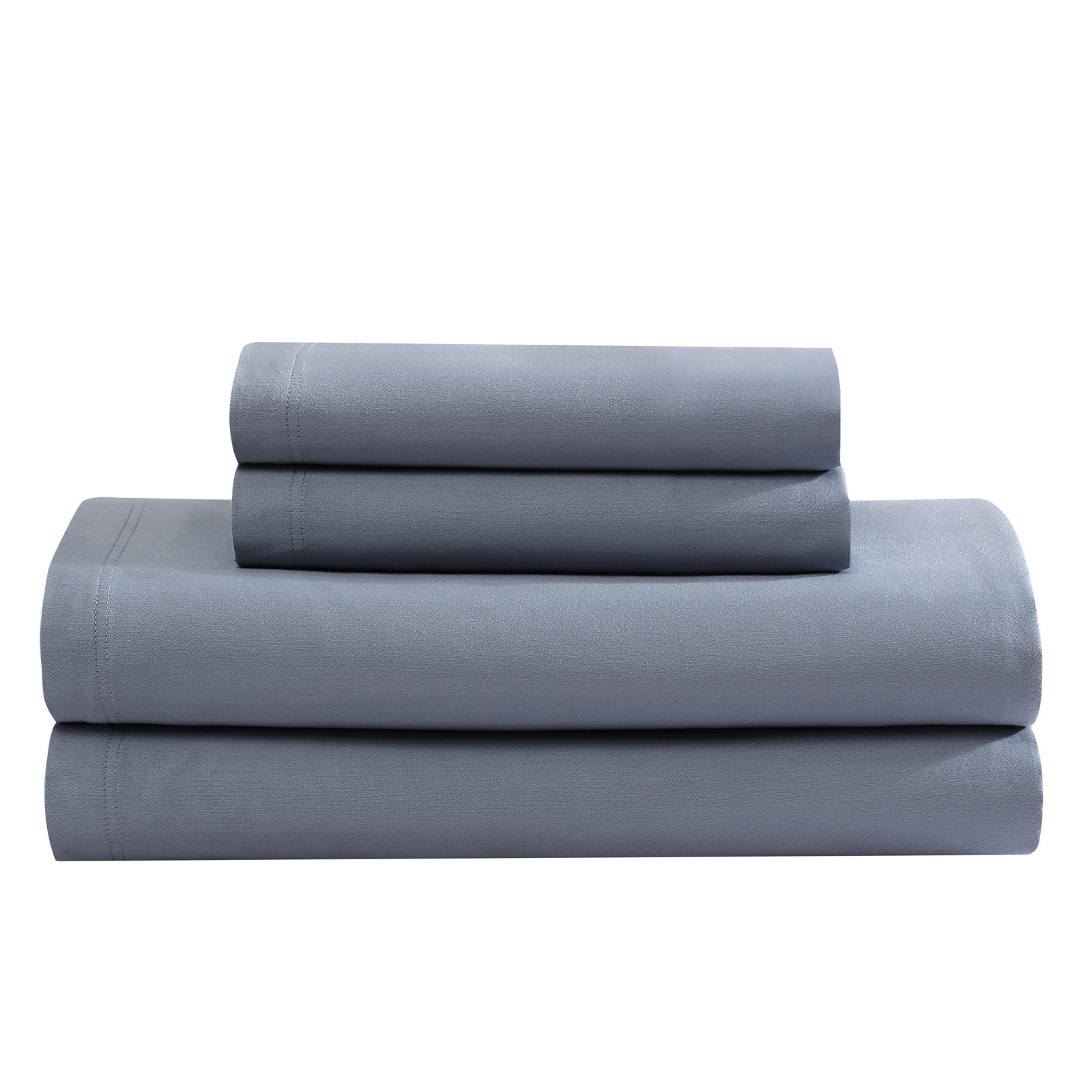 Calvin Klein Organic Earth Solid 4 Piece Sheet Set, Queen Sheet Set with 2 Pillowcases, Light Blue