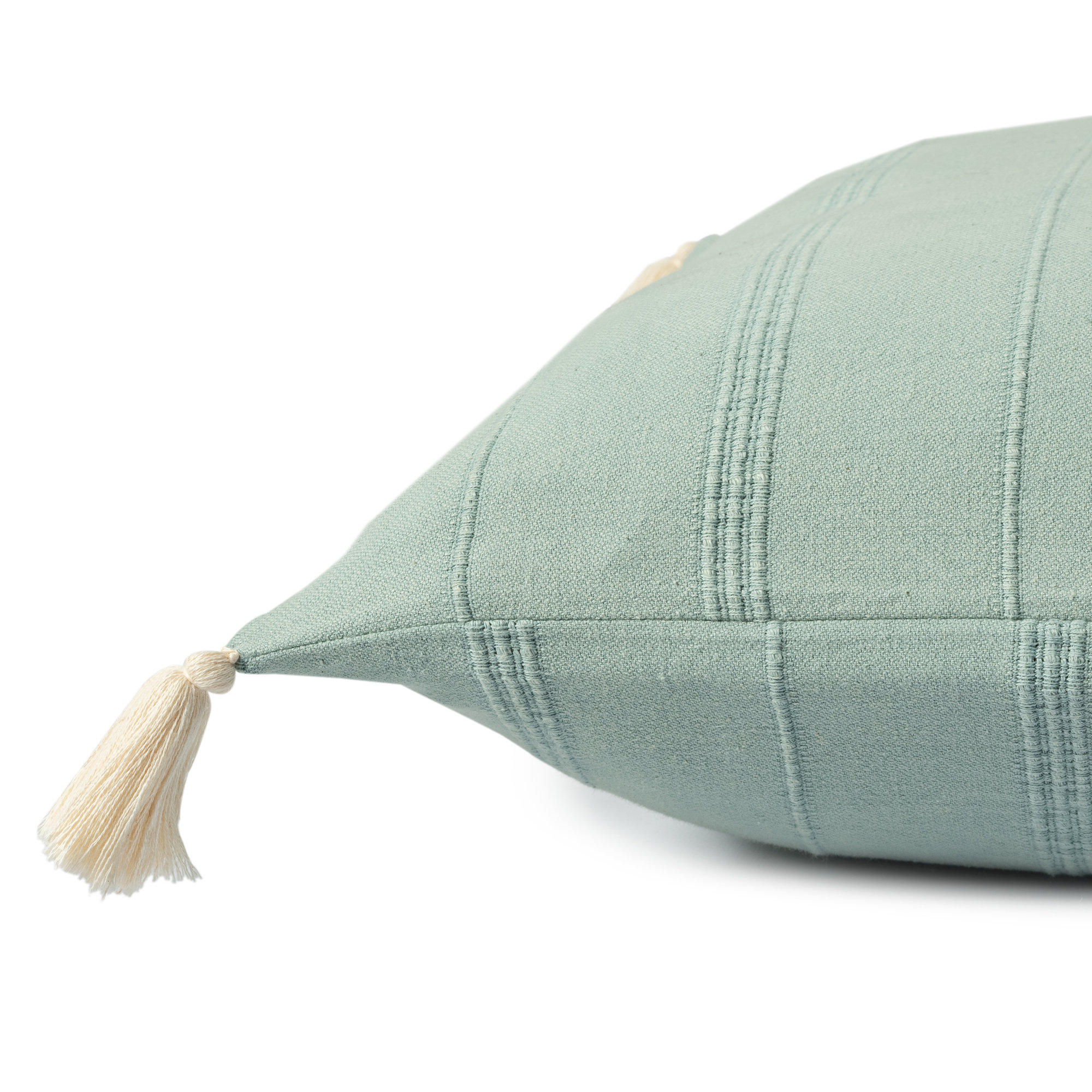 Danica Tassels Cotton Throw Pillow, Pillow Cover Only - No Insert, Green