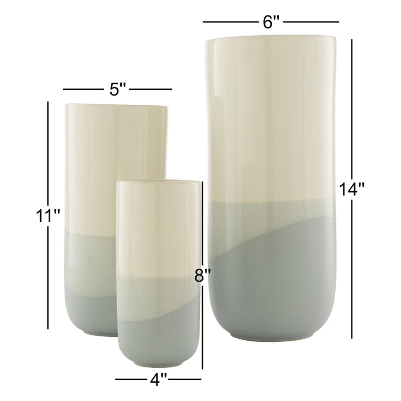 Briarcliff Ceramic Table Vase, Ivory/Black