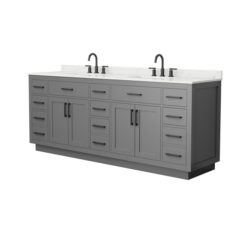 Beckett TK 84'' W Vanity, 8" Center, Matte Black, Gray