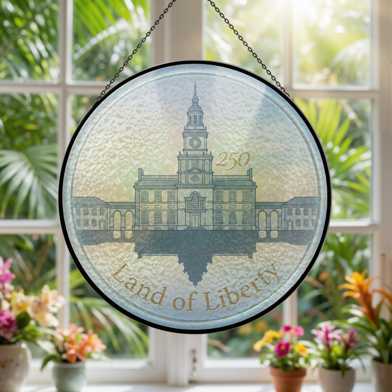 Panneau de fenêtre en verre pour décoration intérieure Land of Liberty USA 250th Anniversary - H 12 po, H 12 po
