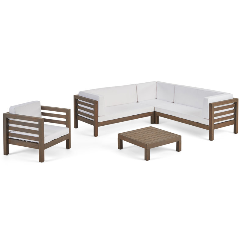 Ensemble de conversation modulaire avec coussins 5 pièces Chesterbrook, Blanc