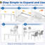 Ensemble de salle à manger de jardin Calliana avec table de salle à manger extensible et chaises empilables entièrement assemblées-91592063-100710283