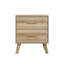 Table de chevet à deux tiroirs de couleur chêne, armoire de chevet moderne de style médiéval, table de chevet avec poignées en métal, unité simple