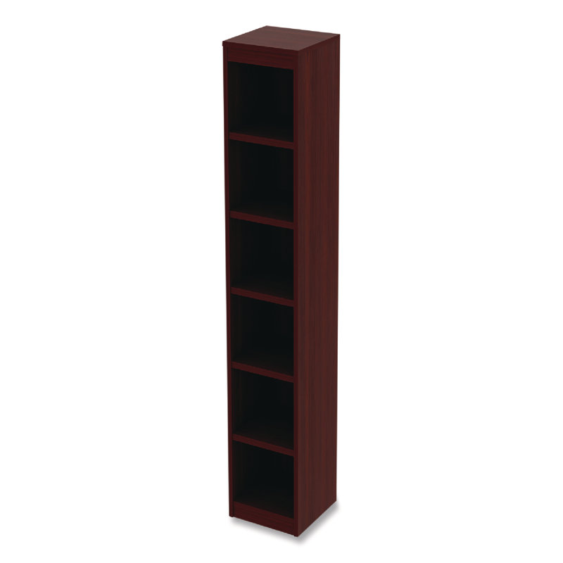 Mahogany Narrow Profile Six-Shelf Adjustable Bookcase