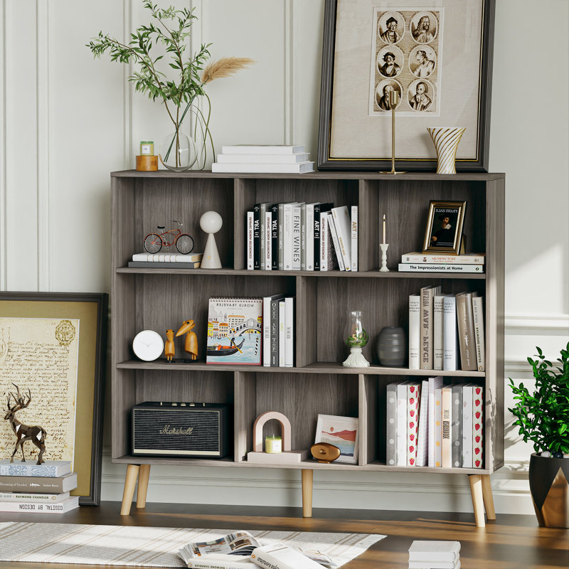 Bibliothèque Marlik, Gris platine, (8 tablettes) H 42,5 po x l 39,4 po x P 9,4 po