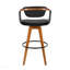 Tabouret de bar pivotant 1 pièce à hauteur fixe - 29 po en bambou noyer, similicuir noir-131670584-131670587
