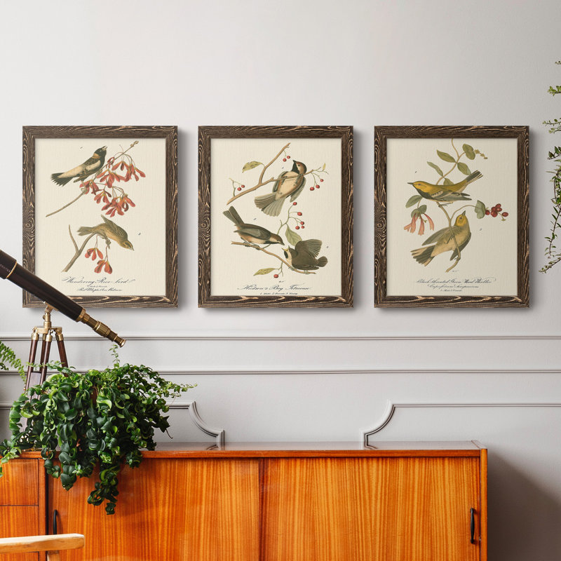 Oiseau de riz Wandering, reproduction d'art sur toile, H 20 po x l 51 po x P 1,5 po, Noyer