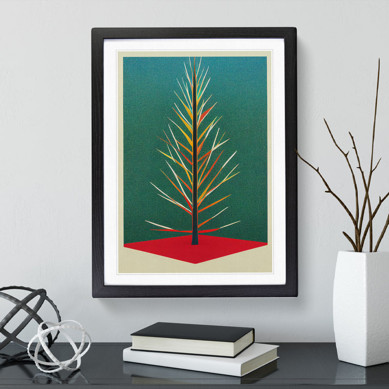 Retro Tree No.1 - Framed Print, Black Framed, 64cm H x 46cm W x 2cm D