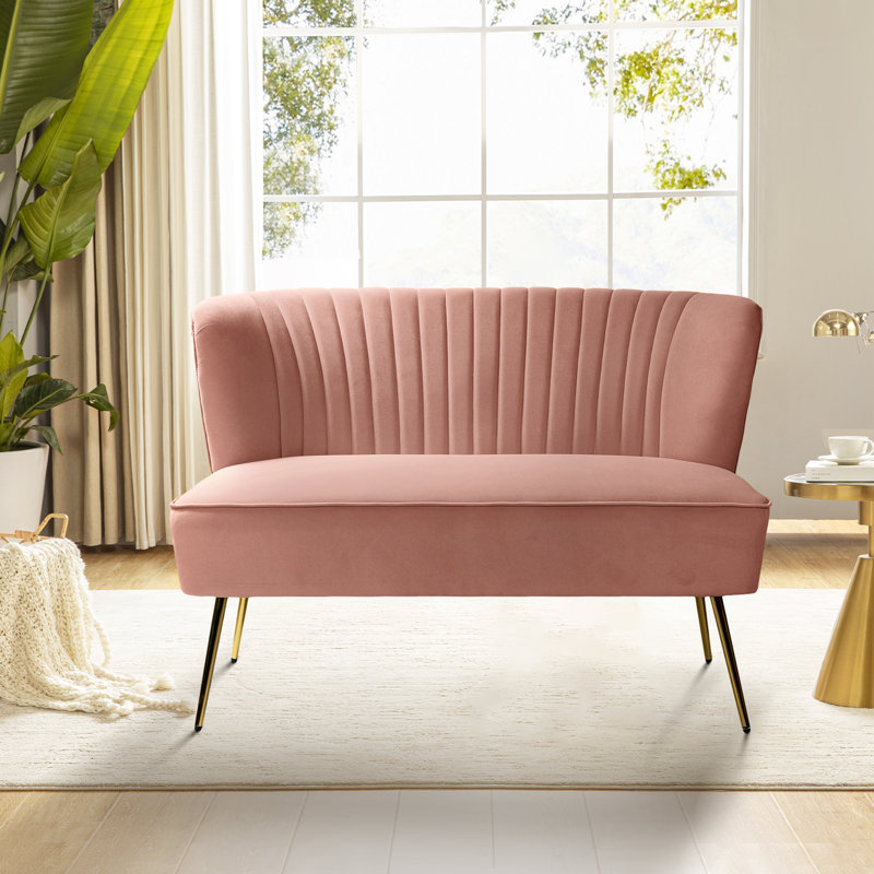 2 Seater Velvet Sofa, Pink
