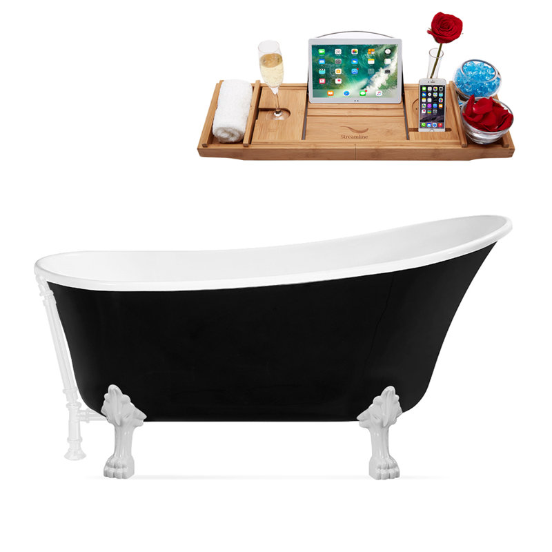 1699.3mm x 800.1mm Soaking Acrylic Bathtub, Glossy White, Glossy White