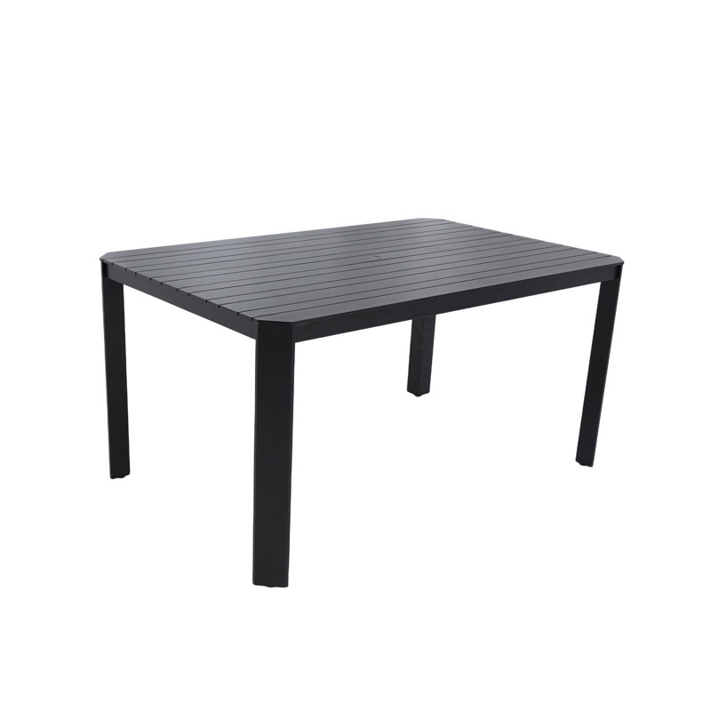 Outdoor Aluminum Display Table, Bourbon Brown, Umbrella Hole, Non-slip Pad Console Stable