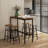 Homcom bar table set for 4, industrial high top table with bar stools, 5-piece small kitchen table and chairs for pub, dining room, rustic brown - stylish and space-saving