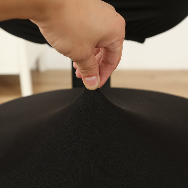 Polyester Blend Box Cushion Stool Slipcover, Black 100% Polyester