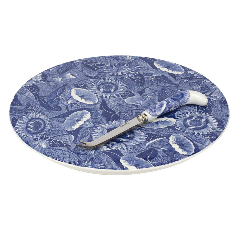 Assiette et couteau à fromage Spode Blue Sunflwr 11 po