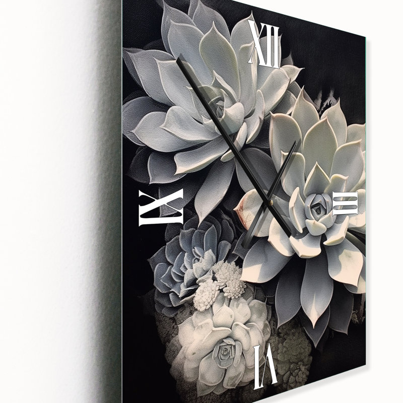 Gris gris blanc résilience - Horloges murales florales, Grand