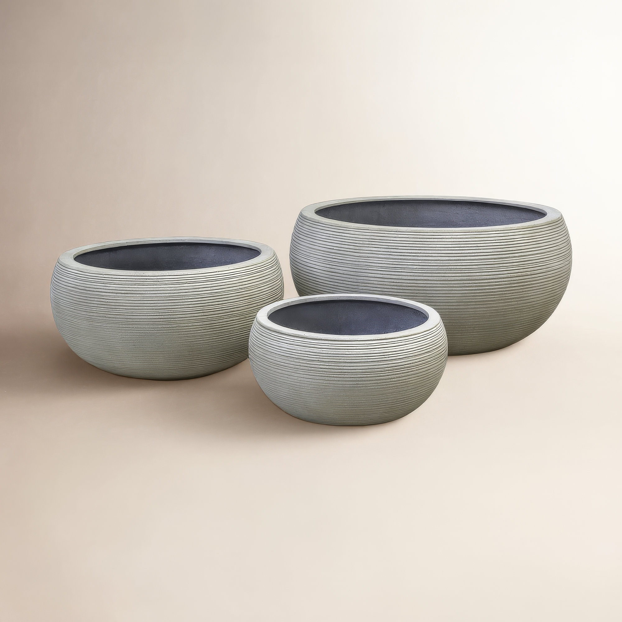 Exton Clay Pot Planter, Lead Lite, 7" H x 15.75" W x 15.75" D