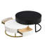 Tables basses gigognes modernes à plateau relevable avec 2 tiroirs, blanc et noir