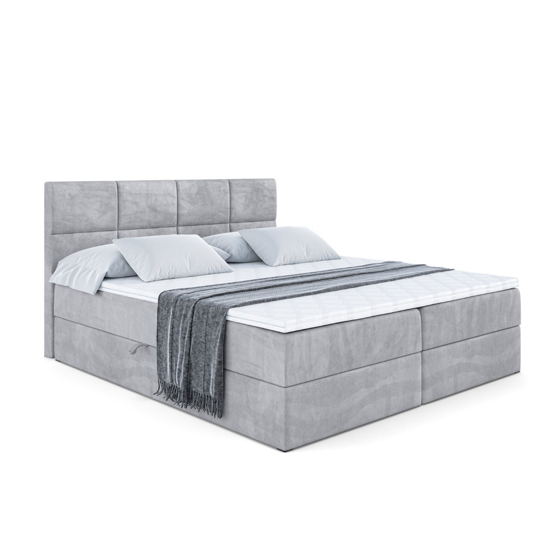 Boxspringbett Rhonan mit Multipocket-Matratze H4, Bettkasten und Topper