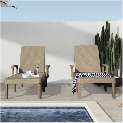 Ensemble de 2 chaises longues de piscine avec dossier réglable à 6 positions pour un confort et une durabilité en plein air