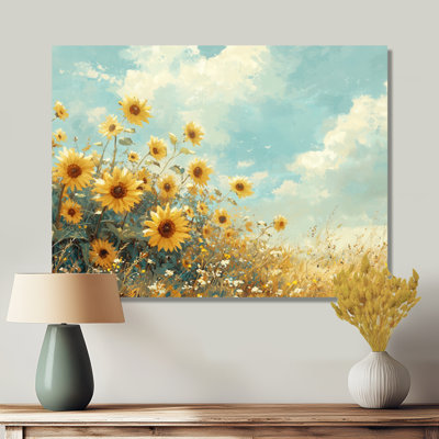 Countryside Sunflowers In The Wind - Sunflowers Wall Art