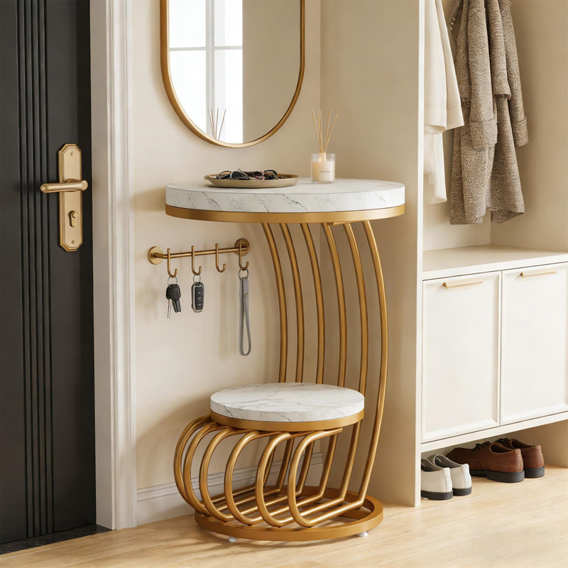 Table de chevet en faux marbre (table basse incluse)