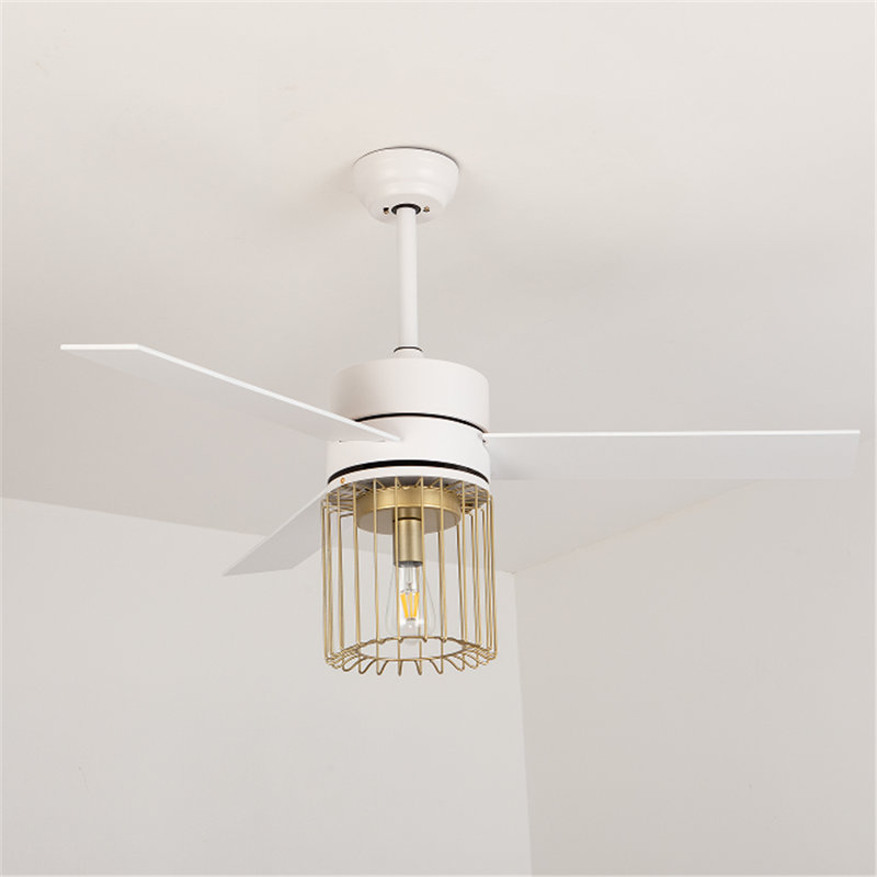 Ventilateur de plafond d'intérieur moderne en bois à 3 pales de 48 pouces avec télécommande pour bureau de chambre à coucher